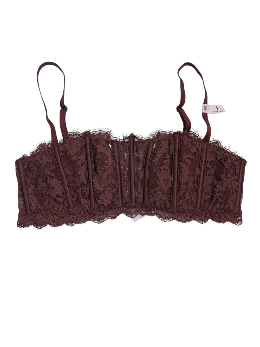 New Victoria's Secret Dream Angels Corset Top Crop Bralette Chocolate Brown